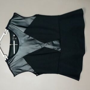 Worthington Black w Black Faux Leather Top Sleeveless Blouse PXL